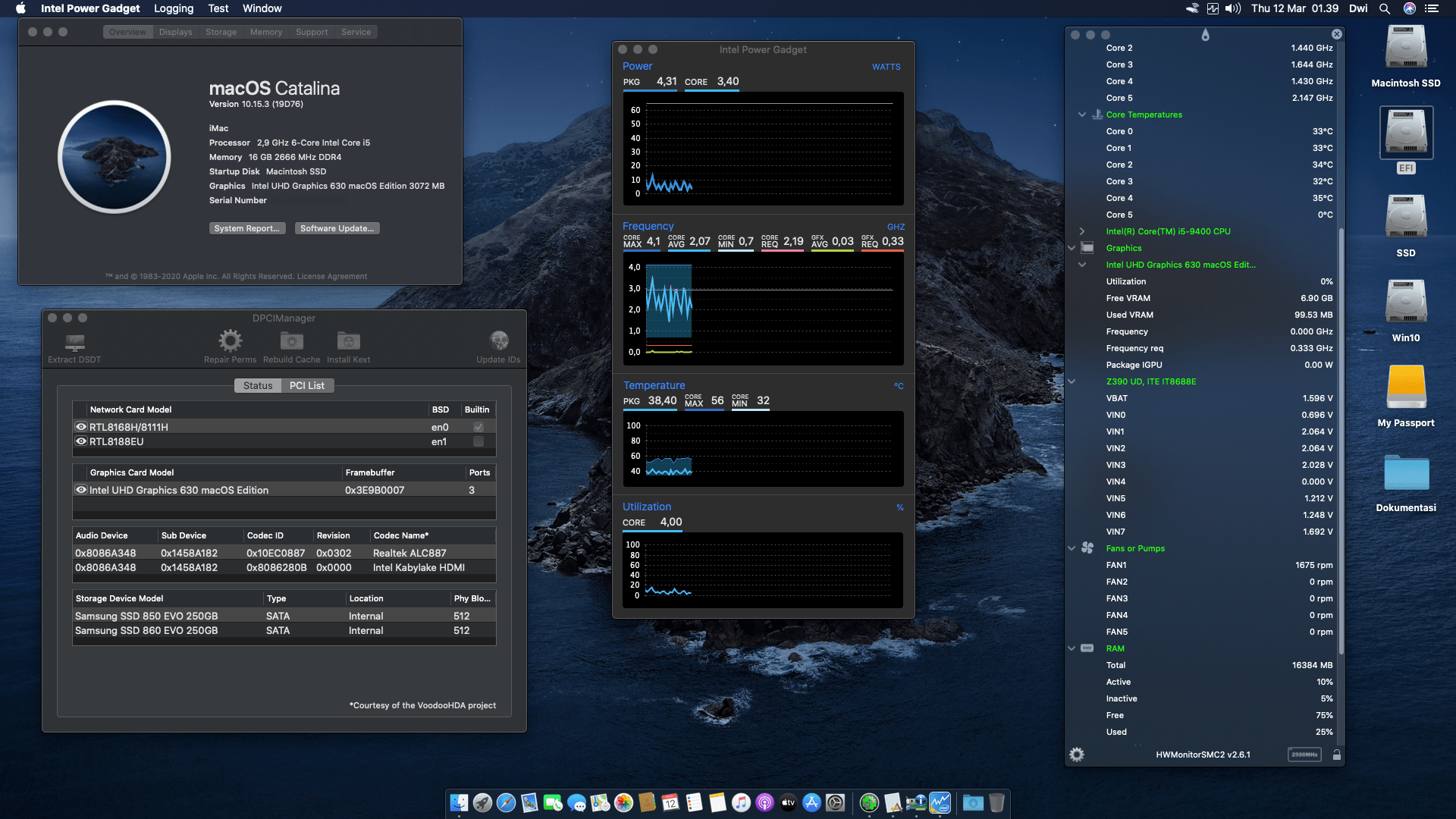 Success Hackintosh macOS Catalina 10.15.3 Build 19D76 in Gigabyte Z390 UD + Intel Core i5-9400